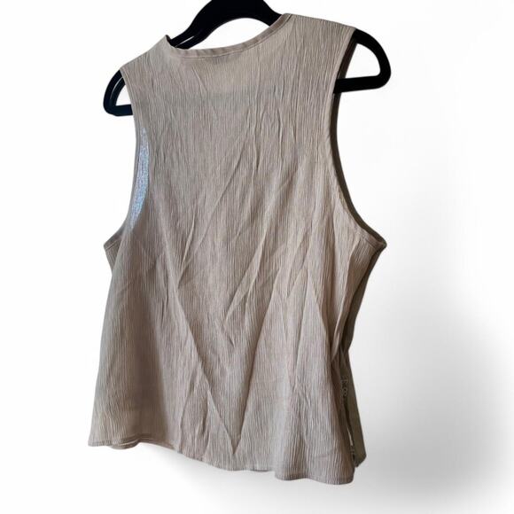 Vintage Blast Beige Button Down Tank Medium Natural Bohemian - Picture 6 of 6